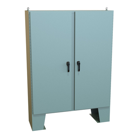 HAMMOND MFG. N4 3-pt Double Door Floormount Enclosure with Panel, 72 x 60 x 18, Steel/Gray HN4FM726018